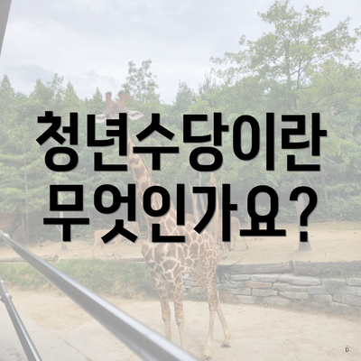 청년수당이란 무엇인가요?