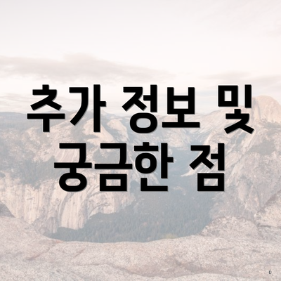 추가 정보 및 궁금한 점
