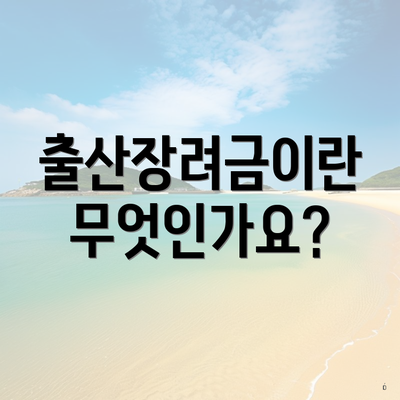 출산장려금이란 무엇인가요?