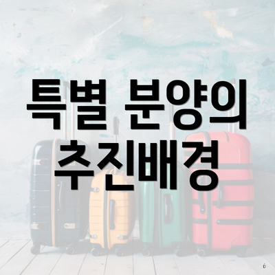 특별 분양의 추진배경