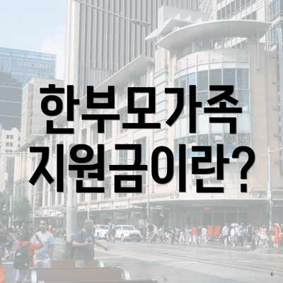 한부모가족 지원금이란?